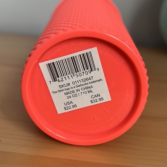 Starbucks Dragonfruit Studded Bling Venti Tumbler Cup Glossy Neon Yellow Pink - Picture 4 of 5